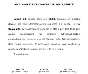 Alle lavoratrici e ai lavoratori: prosegue la vertenza sanità cagliaritana